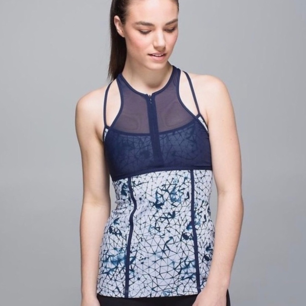 Lululemon Blue and White Zipper Tank